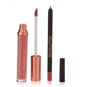 Revolution Retro Luxe Matte Lip Contour Kit Pencil & Liquid Lipstick - Grandee